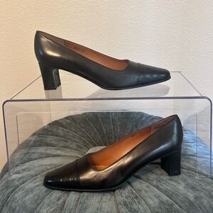 Ralph Lauren Black Block Heel Pumps with Pointed Toe